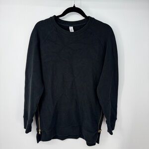 Varley Ribbed Side Zipper Long Sleeve Crewneck Sweater